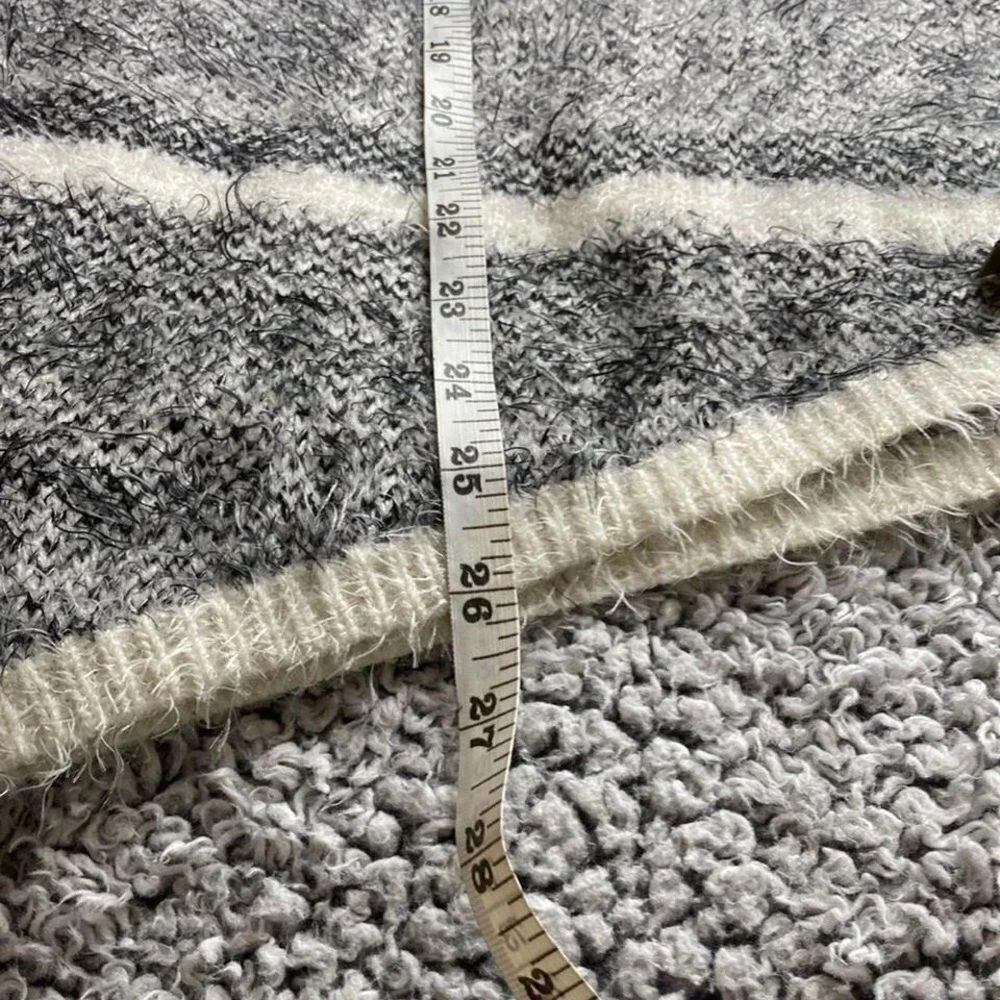 OLIVER Fuzzy Eyelash Asymmetrical Black/ Gray Fuzzy Sweater